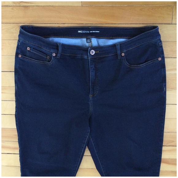 INC DENIM Mid-Rise Skinny Jeans - Plus Size 20W - Dark Wash - Picture 3 of 13